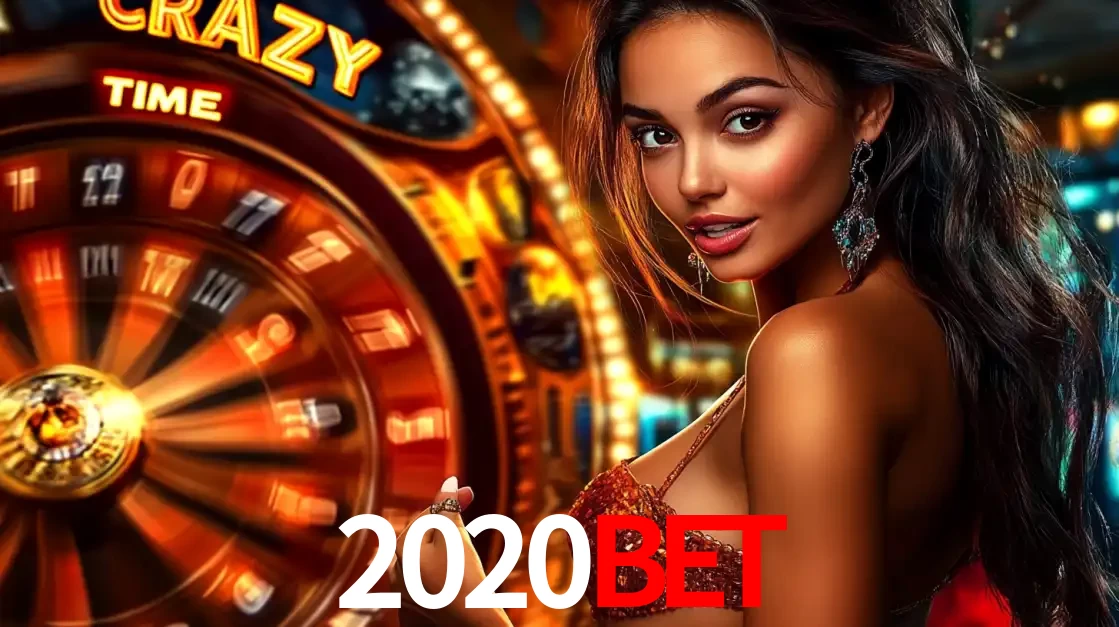 Mulher ao lado da roda de prêmios do jogo de cassino ao vivo Crazy Time, um dos shows de jogos mais emocionantes oferecidos pela plataforma de apostas 2020bet.