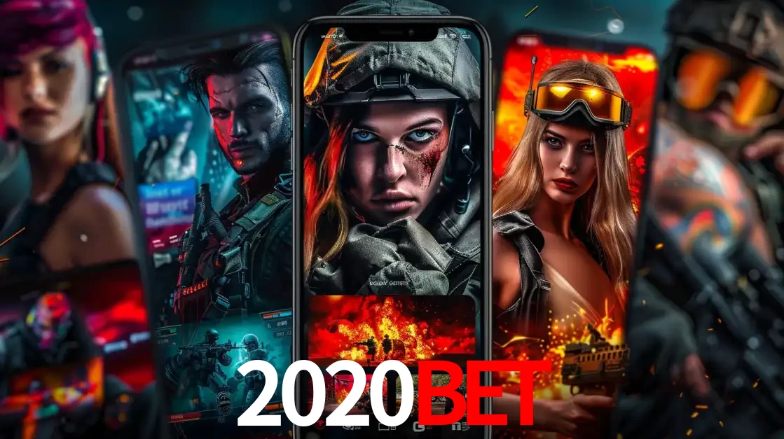 Montagem de telas de celular mostrando diversos personagens, masculinos e femininos, de um jogo de tiro, ilustrando a diversidade de equipes de e-sports para apostar no 2020bet.